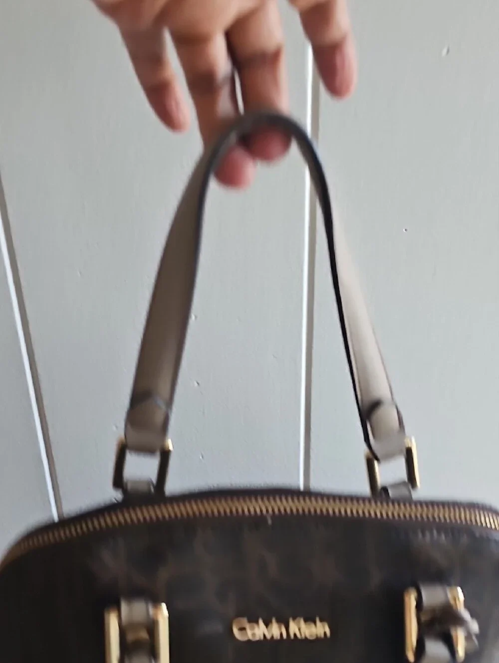 Calvin Klein Dark Brown Monogram Satchel
